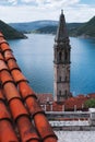 beautiful view of Perast and the Mediterranean coast in Montenegro Royalty Free Stock Photo