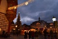 Beautiful view of the picturesque Christmas market in Coburg at dusk Germany Royalty Free Stock Photo