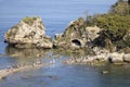 Beautiful view of the picturesque Isola Bella, small rocky island in the Ionian Sea, Taormina, Sicily, Italy