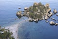 Beautiful view of the picturesque Isola Bella, small rocky island in the Ionian Sea, Taormina, Sicily, Italy