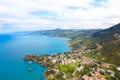Beautiful view of picturesque Sicilian village on the Tyrrhenian coast from above captured from Rocca di Cefalu, Italy Royalty Free Stock Photo
