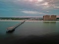 Beautiful view of a pier in the coastline of Panama City Beach, Florida Royalty Free Stock Photo