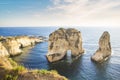 Beautiful view of the Pigeon Rocks on the promenade in the center of Beirut