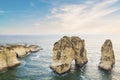 Beautiful view of the Pigeon Rocks on the promenade in the center of Beirut