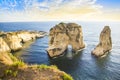 Beautiful view of the Pigeon Rocks on the promenade in the center of Beirut