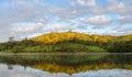 Beautiful view of pine tree reflection in a lake Royalty Free Stock Photo