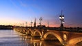 Beautiful View of the Pont de pierre with sunset sky scene which The Pont de pierre crossing Garonne river Royalty Free Stock Photo