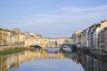 Beautiful view of the Ponte Vecchio bridge across the Arno River in Florence, Italy Royalty Free Stock Photo