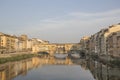 Beautiful view of the Ponte Vecchio bridge across the Arno River in Florence, Italy Royalty Free Stock Photo