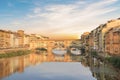 Beautiful view of the Ponte Vecchio bridge across the Arno River in Florence, Italy Royalty Free Stock Photo