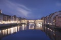 Beautiful view of the Ponte Vecchio bridge across the Arno River in Florence, Italy Royalty Free Stock Photo