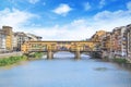 Beautiful view of the Ponte Vecchio bridge across the Arno River in Florence, Italy Royalty Free Stock Photo