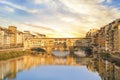 Beautiful view of the Ponte Vecchio bridge across the Arno River in Florence, Italy Royalty Free Stock Photo