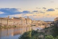 Beautiful view of the Ponte Vecchio bridge across the Arno River in Florence, Italy Royalty Free Stock Photo