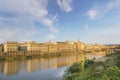 Beautiful view of the Ponte Vecchio bridge across the Arno River in Florence, Italy Royalty Free Stock Photo