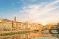 Beautiful view of the Ponte Vecchio bridge across the Arno River in Florence, Italy Royalty Free Stock Photo