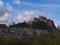 Beautiful view of popular town Sisteron in Provence, France with famous castle on a rock above the historic center. Royalty Free Stock Photo