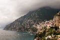 Beautiful view of Positano and the Amalfi Coast with a dramatic sky, Campania, Italy