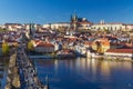 Beautiful view on Prague Castle and Charles Bridge, Prague, Czech Republic Royalty Free Stock Photo