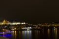 Beautiful view on the Prague night cityscape with the Prague castle in the background