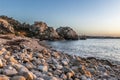 Beautiful view of Primel Tregastel, ocean coast in France, Brittany at sunset Royalty Free Stock Photo