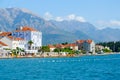 Beautiful view of promenade of popular resort town of Tivat, Montenegro