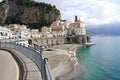 Beautiful view of promenade to Atrani village on Amalfi Coast, Italy Royalty Free Stock Photo