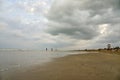 Beautiful view of a puffy clouds over the calm coastline