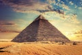 Beautiful view of the Pyramid of Khafre, Giza, Egypt Royalty Free Stock Photo