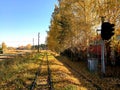 Beautiful view of the railway under the blue sky Royalty Free Stock Photo