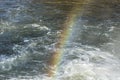 Beautiful view of a rainbow reflected in the water