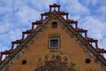 Beautiful view of the Town Hall of Ulm, Germany with heraldic symbols and murals on the walls Royalty Free Stock Photo