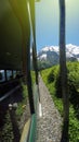 Beautiful View from Red Train Going To Montenvers Mer de Glace Station During Summer Day Royalty Free Stock Photo