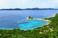 A beautiful view of a remote turquoise bay along the coast of Croatia outside of Dubrovnik along the Adriatic Sea. Royalty Free Stock Photo