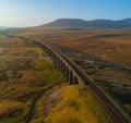 Beautiful view of a Ribblehead Viaduct with a beautiful panorama Royalty Free Stock Photo