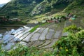 Beautiful view of Rice Terraces of the Philippine Cordilleras with traditional rural houses