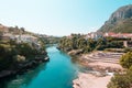 Beautiful view of the river Neretva in the city of Mostar. Royalty Free Stock Photo