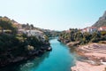 Beautiful view of the river Neretva in the city of Mostar. Royalty Free Stock Photo