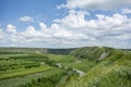 Beautiful view on River Raut Reut and farmers fields from the top of the hill in Old Orhei, Moldova Royalty Free Stock Photo