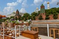 A beautiful view from the river ship to the Grand Kremlin Palace. Moscow, tourism, architecture, famous places in the Royalty Free Stock Photo