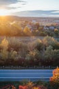 Beautiful view of the road from a height. autumn