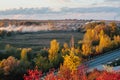 Beautiful view of the road from a height. autumn
