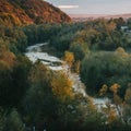 Beautiful view of the road from a height. autumn