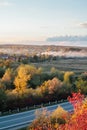 Beautiful view of the road from a height . autumn