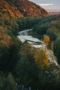 Beautiful view of the road from a height. autumn