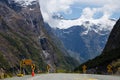 Beautiful view of the road leading to the Milford Sound in New Zealand Royalty Free Stock Photo