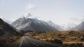 Beautiful view of a road leading to Mount Cook, New Zealand Royalty Free Stock Photo