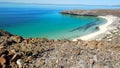 Beautiful view of the rocks, hills and the water in Hongo De Balandra Pichilinque Mexico