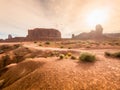 Beautiful view of rocky cliffs under a cloudy sky in Monument Valley, Utah, USA Royalty Free Stock Photo