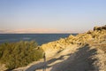 Beautiful view on the rocky Dead sea beach Royalty Free Stock Photo